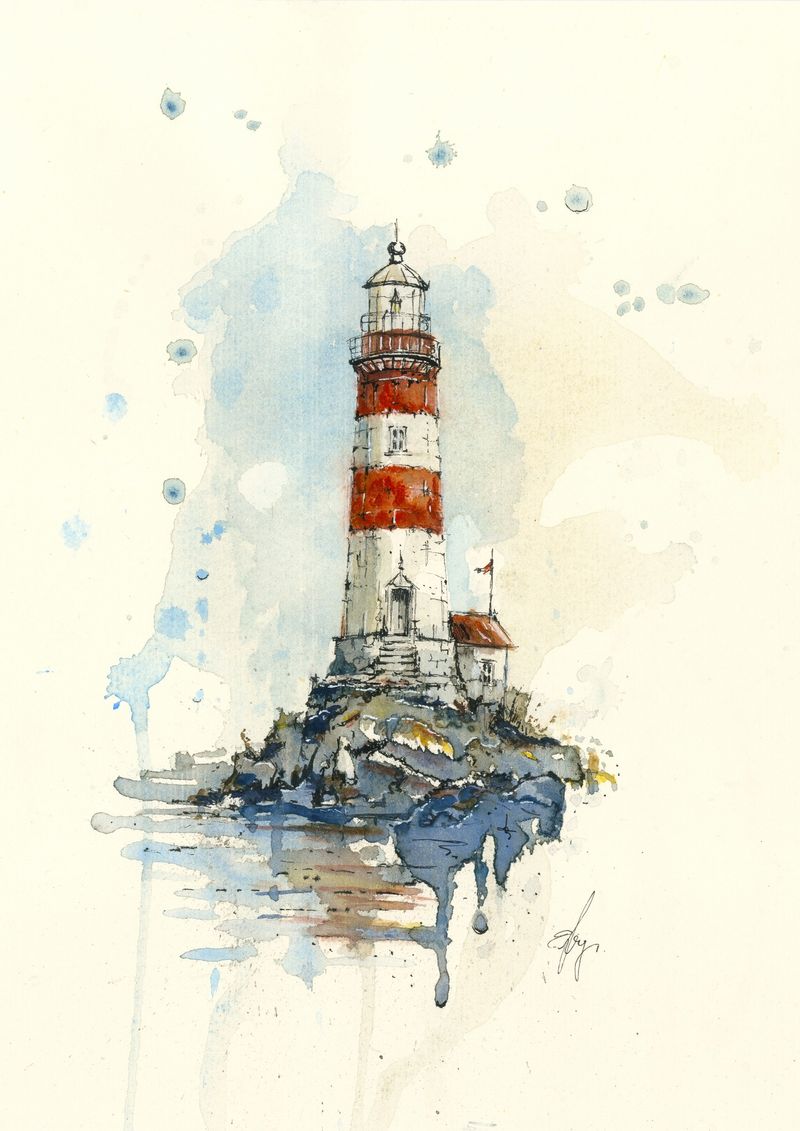 Watch Tower — watercolour & ink
